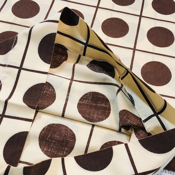 Vintage 70s WABASSO Geometric Brown Dots Pillowcase Set: Retro Mod Home Textile - Picture 5 of 11